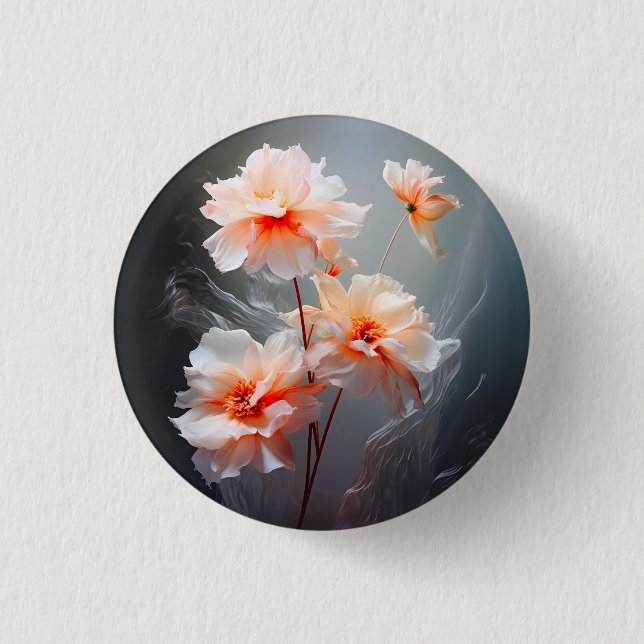Elegant Abstract Blush Flower Misty Flow 1 Inch Round Button (Front)