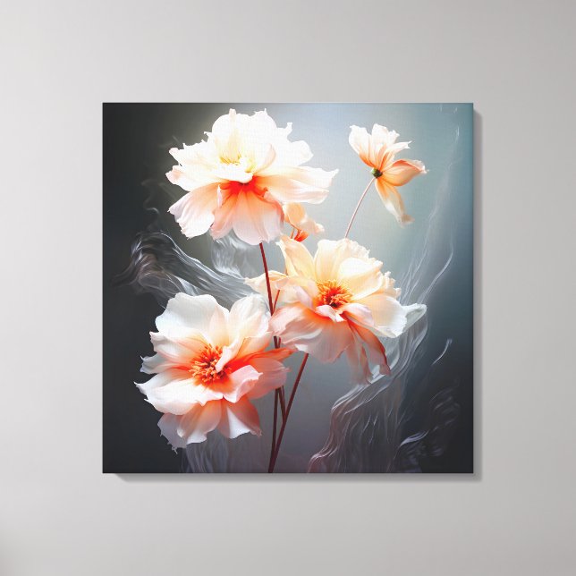 Elegant Abstract Blush Flower Misty Flow Canvas Print (Front)