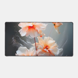 Elegant Abstract Blush Flower Misty Flow Desk Mat