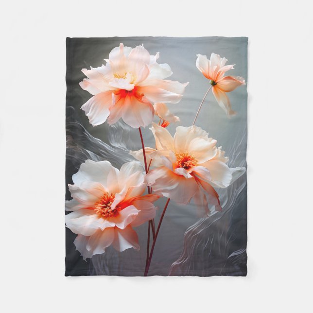 Elegant Abstract Blush Flower Misty Flow Fleece Blanket (Front)