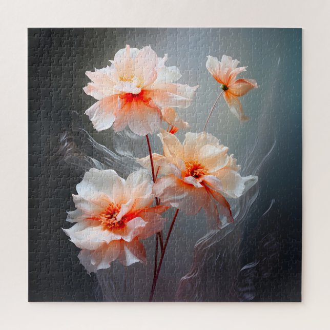 Elegant Abstract Blush Flower Misty Flow Jigsaw Puzzle (Vertical)