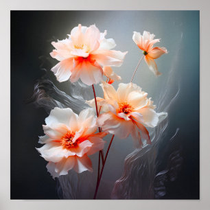 Elegant Abstract Blush Flower Misty Flow Poster