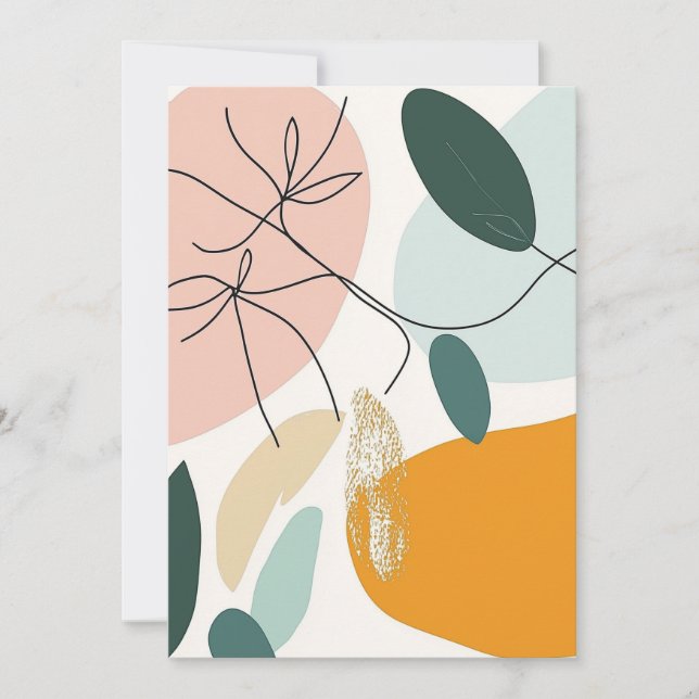 Elegant Abstract Botanical Greeting Card (Front)