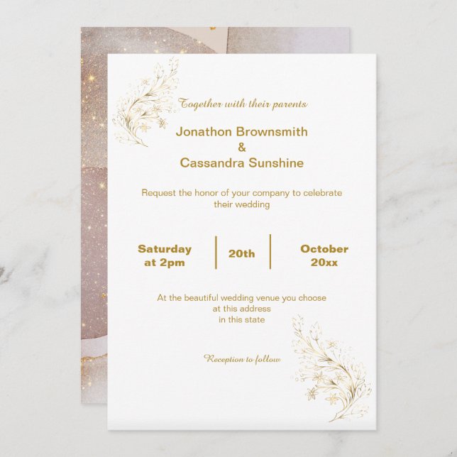 ELEGANT ABSTRACT BUBBLE WEDDING INVITATION (Front/Back)