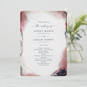 Elegant Abstract Burgundy & Navy Wedding Ceremony Program