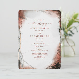 Elegant Abstract Burnt Orange Wedding Ceremony Program