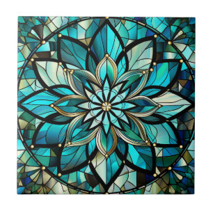 Elegant Abstract Chic Retro Stained Glass Tile