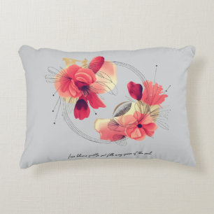 Elegant Abstract Coral Floral Art Accent Pillow