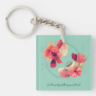 Elegant Abstract Coral Floral Art  Keychain