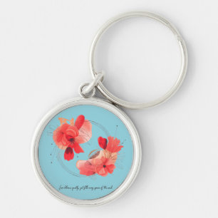 Elegant Abstract Coral Floral Art  Keychain