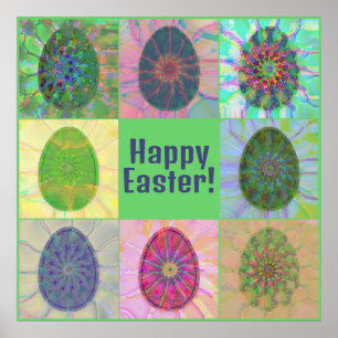Elegant Abstract Decorative Colourful Eggs Collage Poster