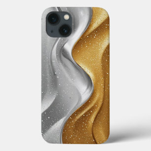 Elegant Abstract Design with Gold and Silver iPhone 13 Case