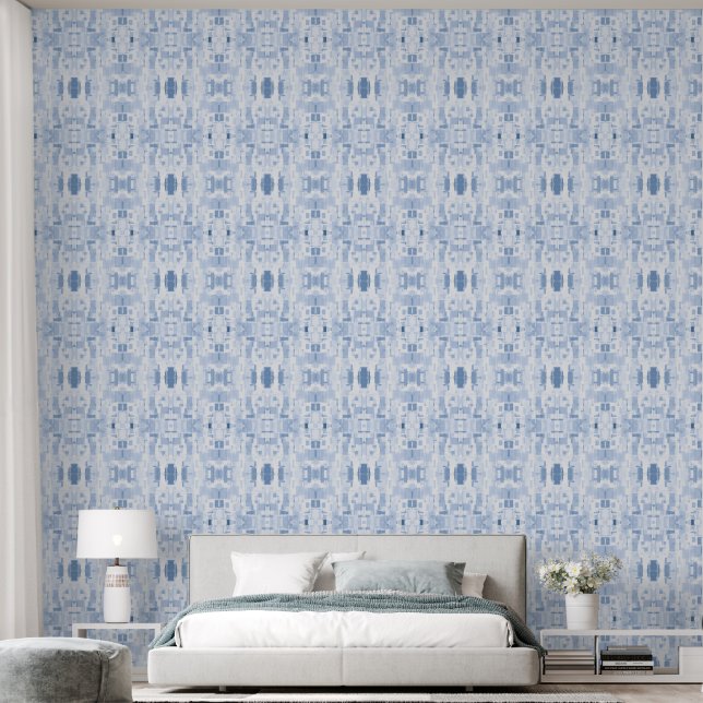 Elegant Abstract Fine Art Grey Blue Pattern Wallpaper (Bedroom)