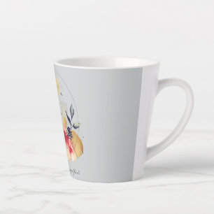 Elegant Abstract Floral Art with Gold Accents Latte Mug