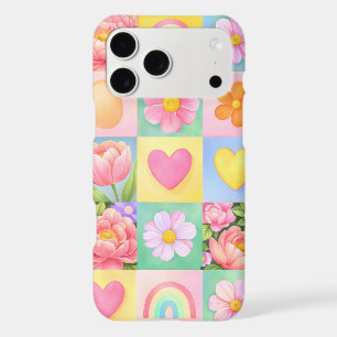 Elegant Abstract Floral Checkerboard Pattern