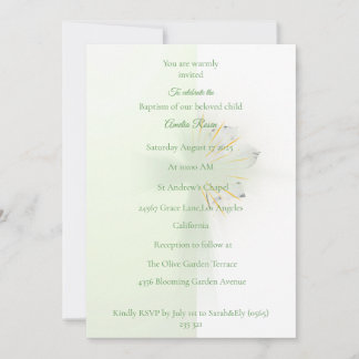 Elegant Abstract Floral Cross Baptism invitation 