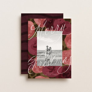 Elegant Abstract Floral Family Photo Holiday Card