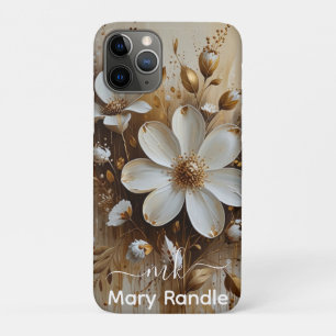 Elegant Abstract Floral Oil Painting with Gold iPhone 11 Pro Case