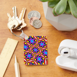 Elegant Abstract Floral Pattern Keychain