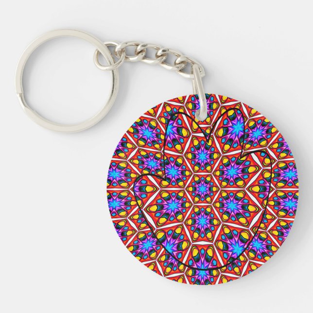 Elegant Abstract Floral Pattern Keychain (Front)