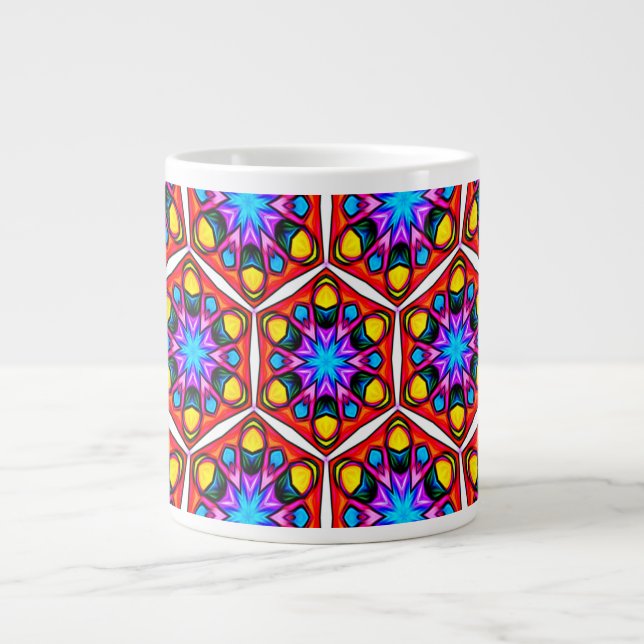 Elegant Abstract Floral Pattern Large Coffee Mug (Front)