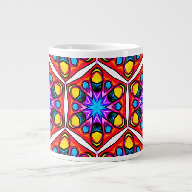 Elegant Abstract Floral Pattern Large Coffee Mug (Front)