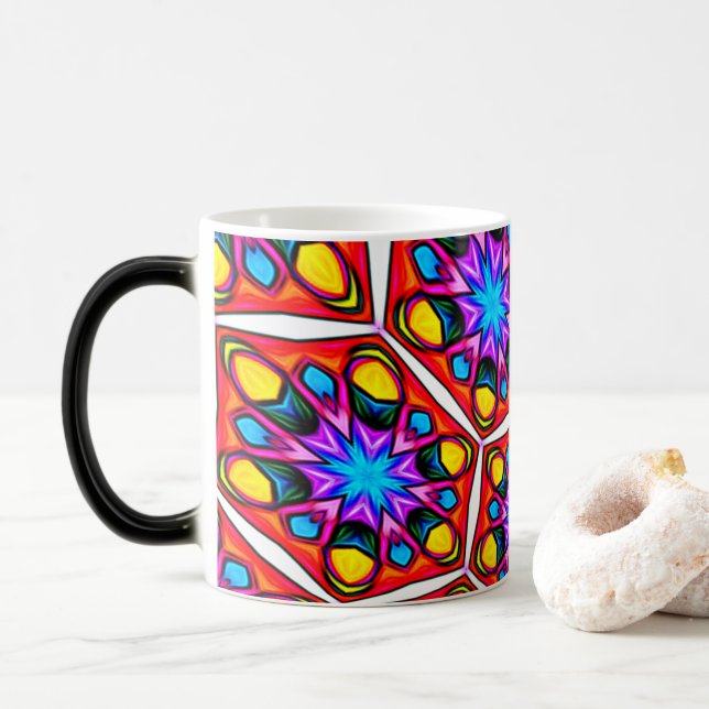 Elegant Abstract Floral Pattern Mug (With Donut)