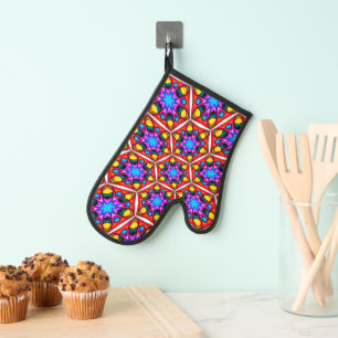 Elegant Abstract Floral Pattern Oven Mitt