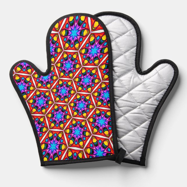 Elegant Abstract Floral Pattern Oven Mitt (Front/Back)