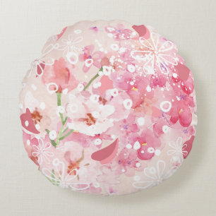  Elegant Abstract Floral  Round Pillow