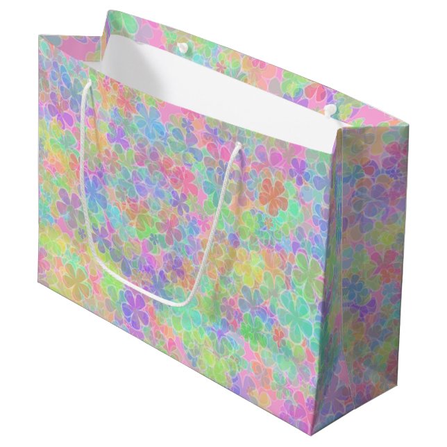 Elegant Abstract Flowers Colourful Floral Template Large Gift Bag (Front Angled)