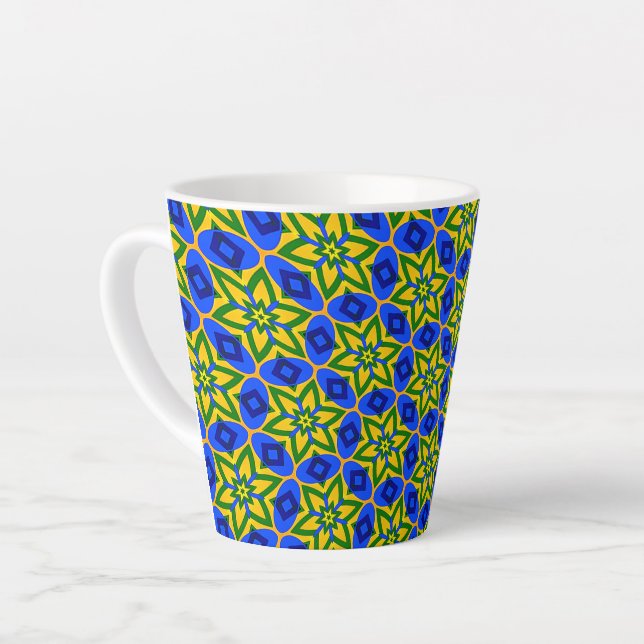 Elegant Abstract Flowers Pattern Latte Mug (Left Angle)