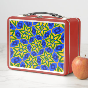 Elegant Abstract Flowers Pattern Metal Lunch Box