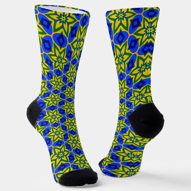 Elegant Abstract Flowers Pattern Socks (Angled)