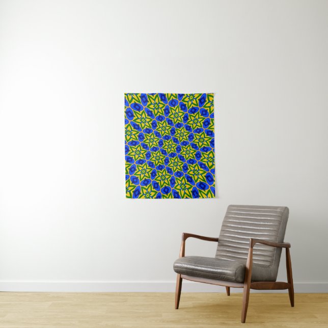 Elegant Abstract Flowers Pattern Tapestry (In Situ)