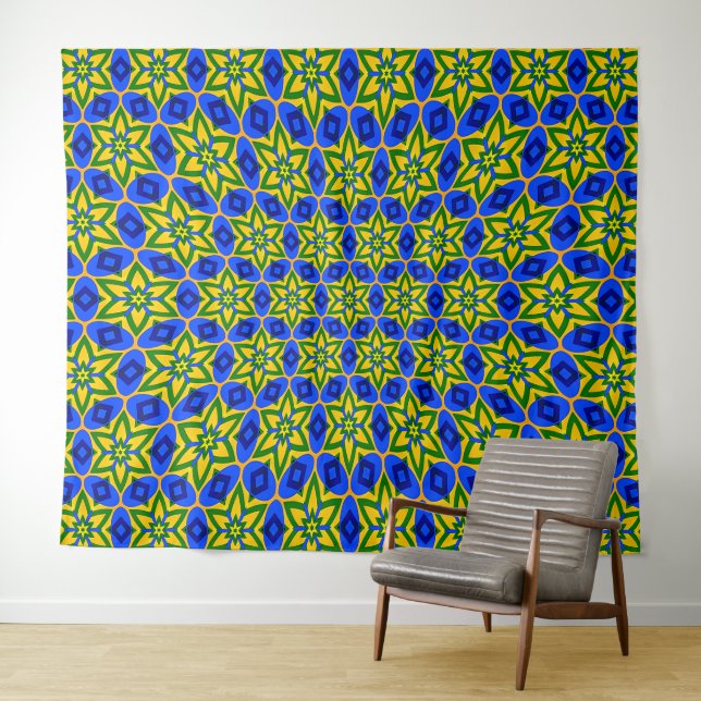 Elegant Abstract Flowers Pattern Tapestry (In Situ (Horizontal))