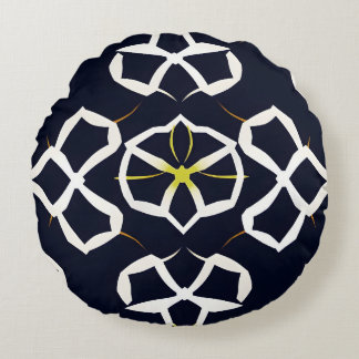 Elegant Abstract Geometric Pattern in Navy Blue Round Pillow
