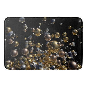Elegant Abstract Geometry Explosion -Gold & Silver Bath Mat