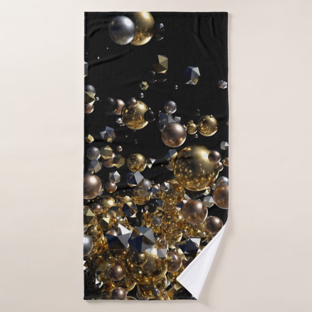 Elegant Abstract Geometry Explosion -Gold & Silver Bath Towel (Bath Towel)