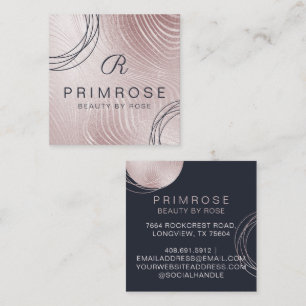 Elegant Abstract Glam Rose Gold Luxury Monogram Square Business Card