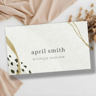 Elegant Abstract Glitter Ivory Gold Watercolor Bus Business Card