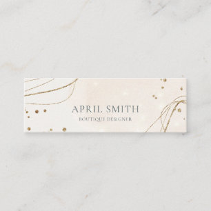Elegant Abstract Glitter Ivory Gold Watercolor Mini Business Card