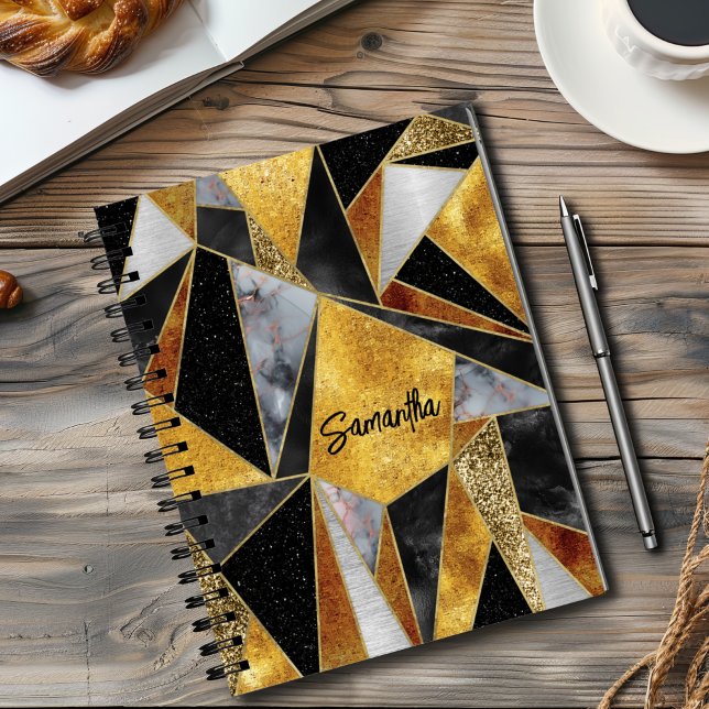 Elegant abstract gold black geometric sketchbook  notebook (Creator Uploaded)
