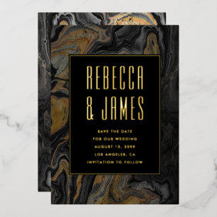 Elegant Abstract Gold Black Marble Wedding 