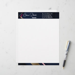 Elegant Abstract Gold Blue Pink Letterhead