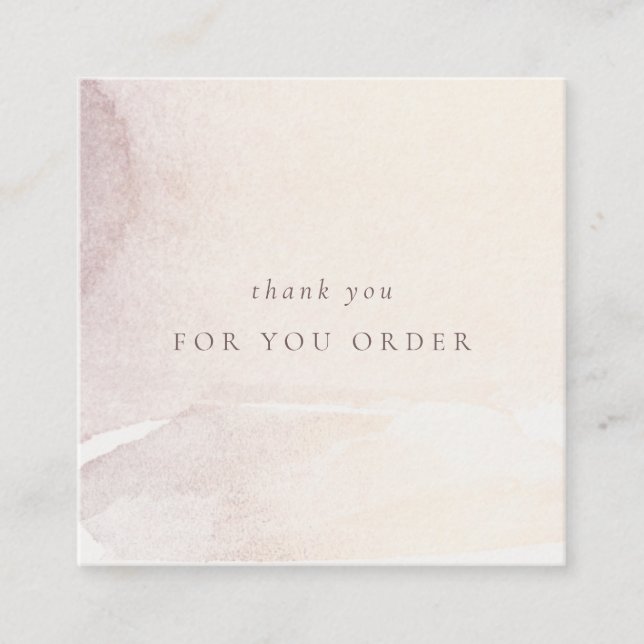 Elegant Abstract Gold Purple Shiny Thank You Order Square Business Card (Front)