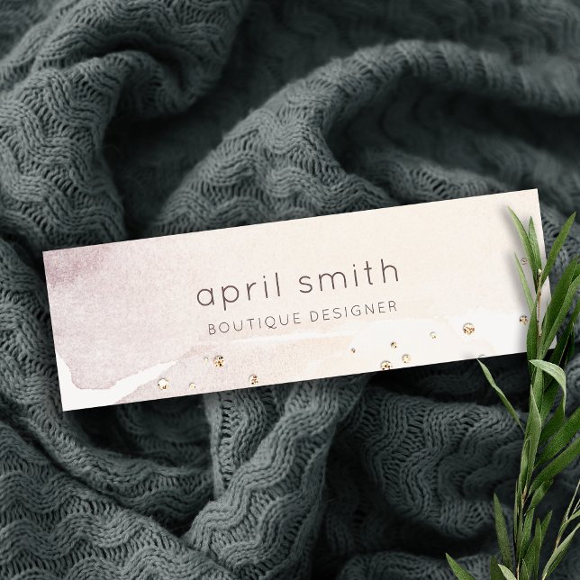 Elegant Abstract Gold Purple Watercolor Glitter Mini Business Card (Creator Uploaded)