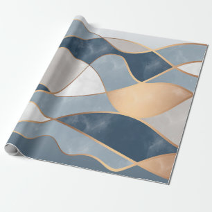 Elegant Abstract Gold Waves & Teal Marble Grunge   Wrapping Paper