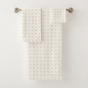 Elegant Abstract Golden Geometric Shape on White Bath Towel Set