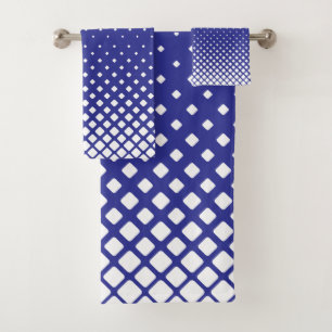 Elegant Abstract Gradient White Diamonds on Blue Bath Towel Set